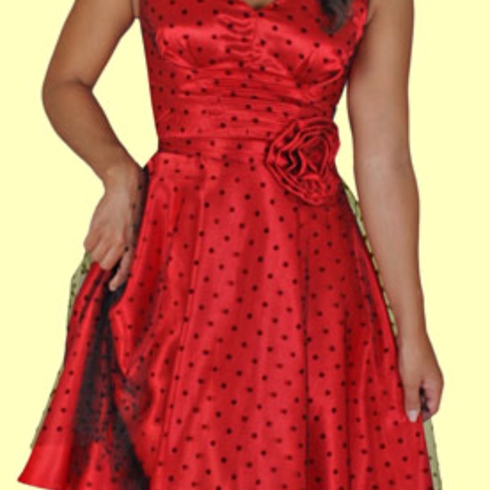 Stop Staring Red Satin Overlay Dress NWT